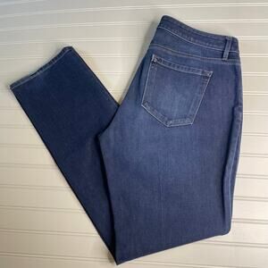 ANN TAYLOR LOFT Womens Curvy Straight Leg Mid Wash Denim Jeans Sz 31 12 Tall